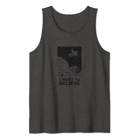 Unicorn "I Want To Believe" UAP Outfit Alien Ufo Tank Tops