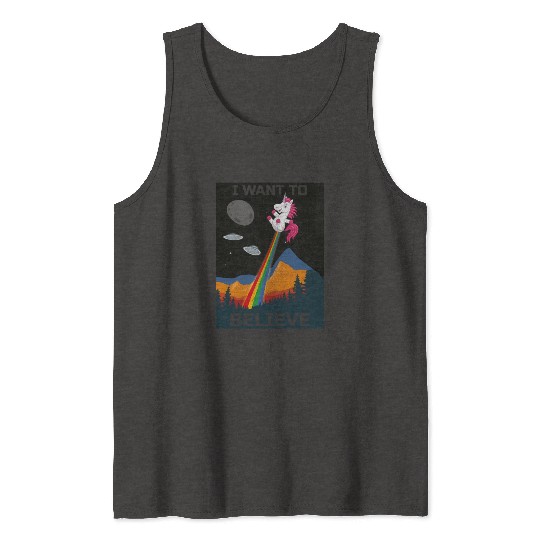 Unicorn "I Want To Believe" UAP Outfit Alien Ufo Tank Tops