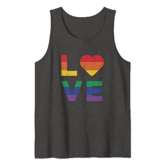 LGBT LOVE Rainbow Heart Gay Lesbian Equality Gift Tank Tops