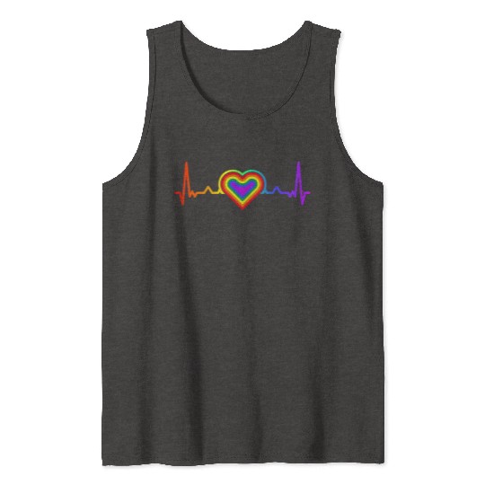 Rainbow Heart LGBTQ Lesbian Gay Pride Tank Tops