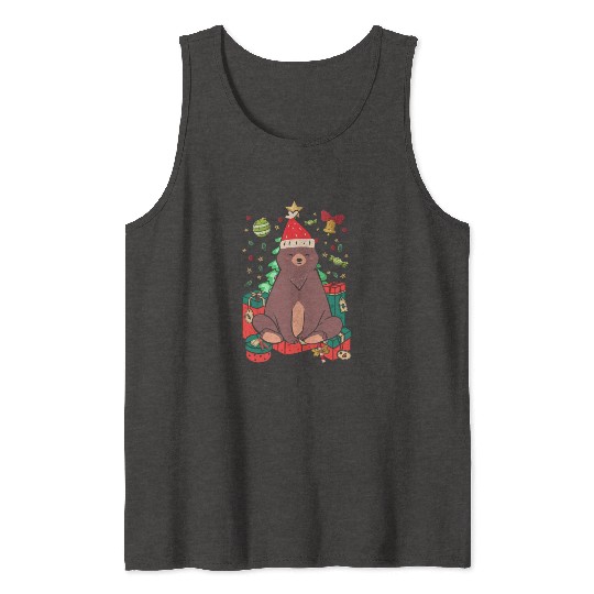 Christmas Bear Ugly Christmas Gift Xmas Santa Tank Tops
