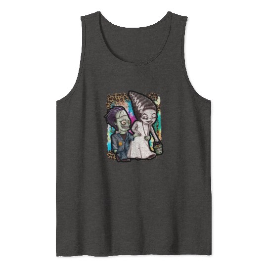 Halloween Witch and Zombie Tie Dye Tank Tops