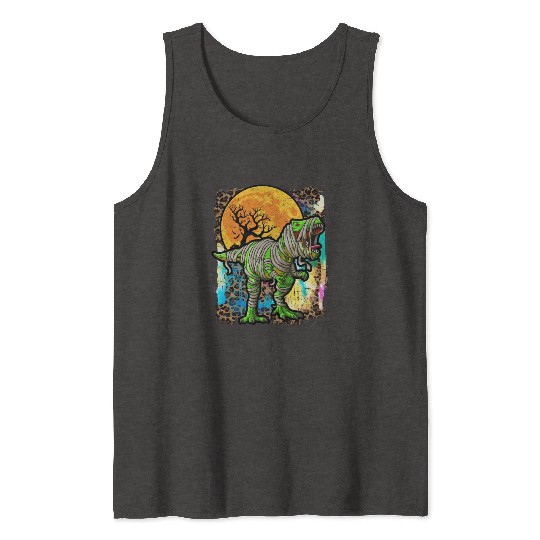 Halloween Dinosaur Zombie Tie Dye Tank Tops
