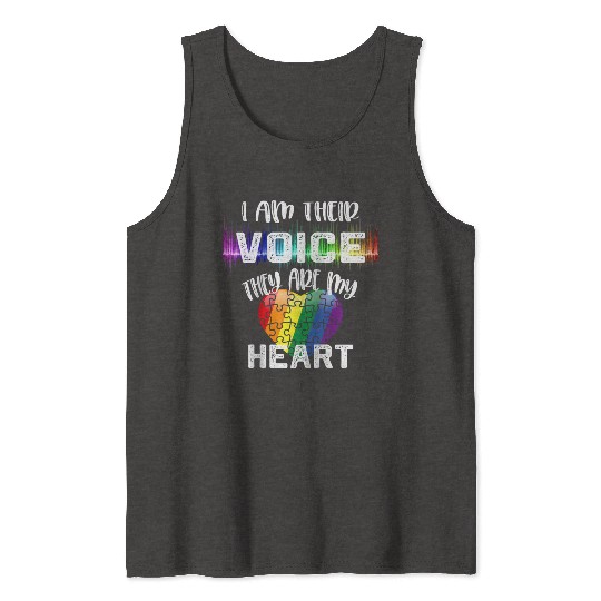 Autism Teacher I Am Their Voice They Are My Heart Tank Tops