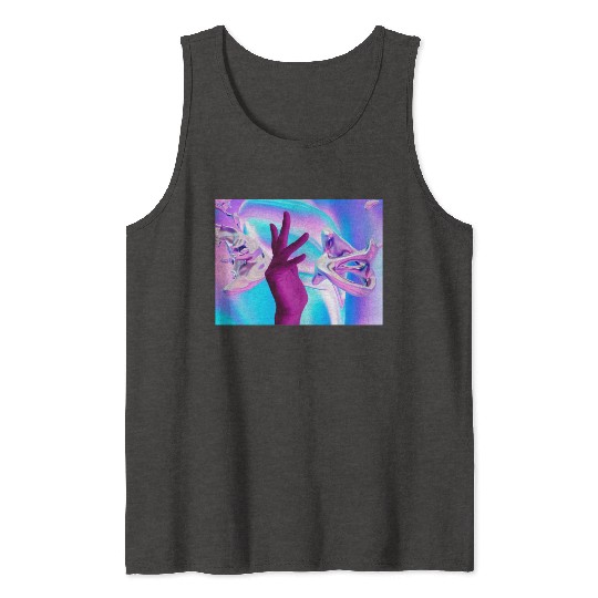 Holographic mystical Aesthetic hand Tank Tops