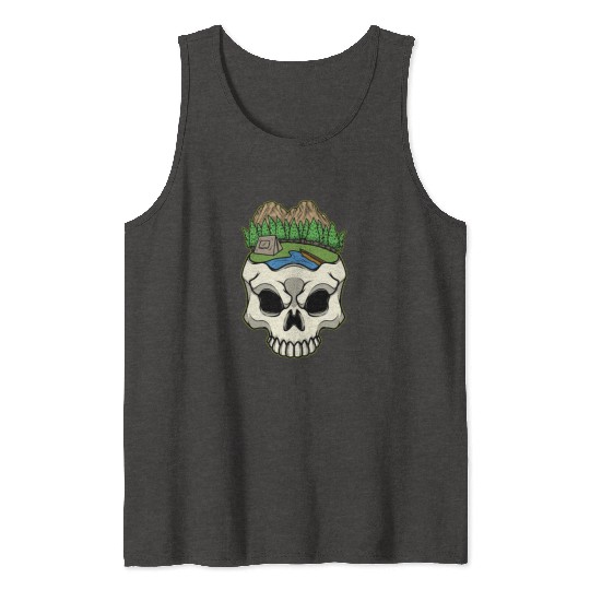 Skeleton Head Camp Campsite Camper Camping Tank Tops