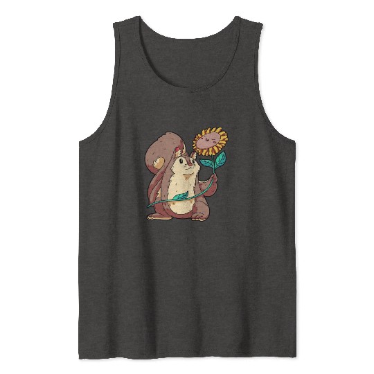 Wildlife Animal Squirrel & Sunflower-Themed Tank Tops