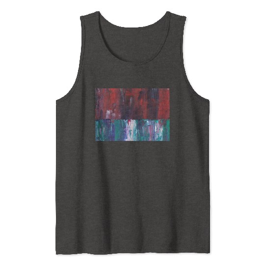 Abstract Red Green Minimalist Painting Tank Tops