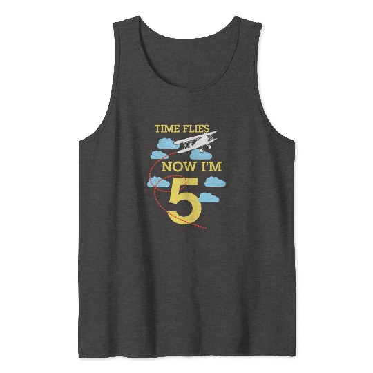 5th Birthday Boys Airplane 5 year old Birthday Tank Tops