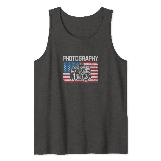 Photography US Flag Photography Lover Camera Tank Tops