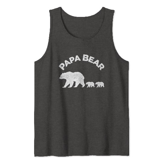 Vintage Papa Bear with Two Cubs Daddy Bear Twin Tank Tops