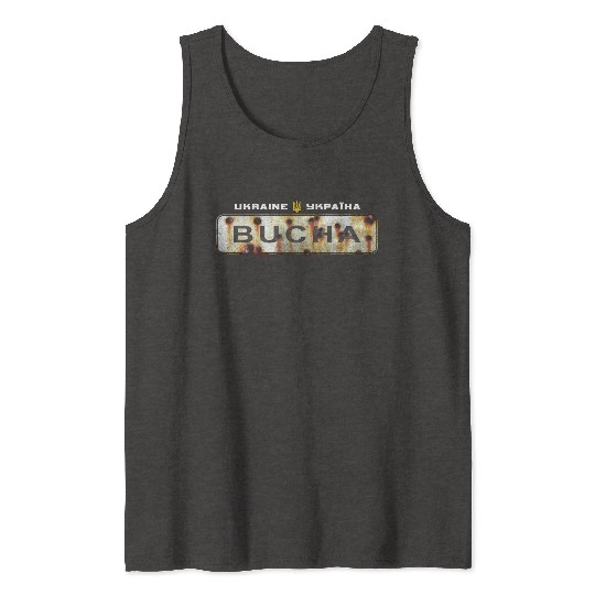 Road sign "Bucha - Ukraine" Tank Tops