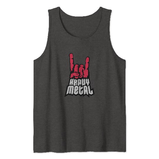 Heavy metal logo hand Tank Tops