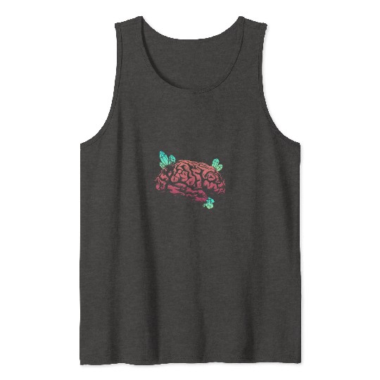 Brain with Crystal - Red and Green Tank Tops