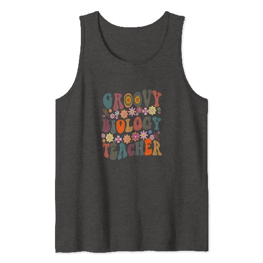 Groovy biology Teacher retro Back To School Tank Tops