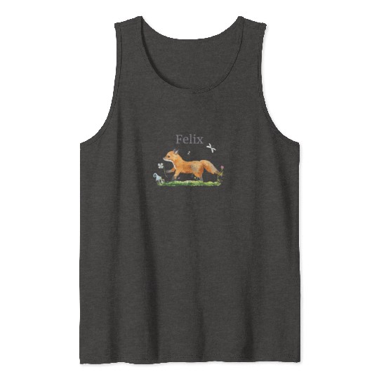 Forest Animal Deer Rabbit Hedgehog Flowers Name Tank Tops
