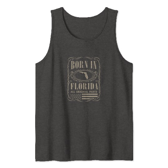 Vintage America US States Born Florida Tank Tops