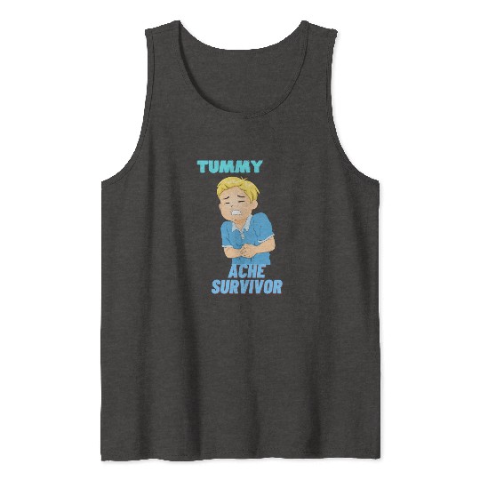 Tummy Ache Survivor Funny Back To School Tank Tops