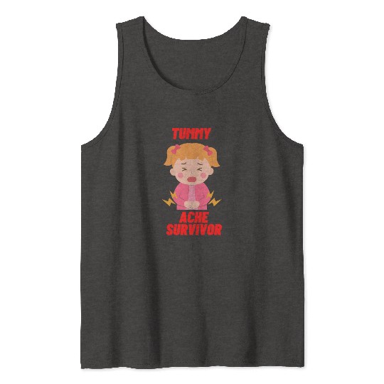 Tummy Ache Survivor Funny Back To School Tank Tops