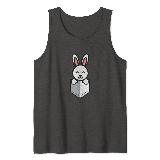 Bunny Pocket Cute Little Easter Sunday Egg Hunt Tank Tops