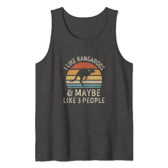 I Like Kangaroos and Maybe 3 People Retro Sunset V Tank Tops