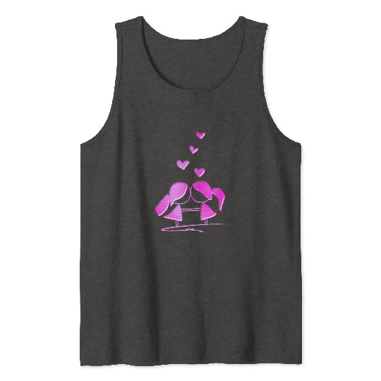 Loving couple lesbian pink glitter love Tank Tops