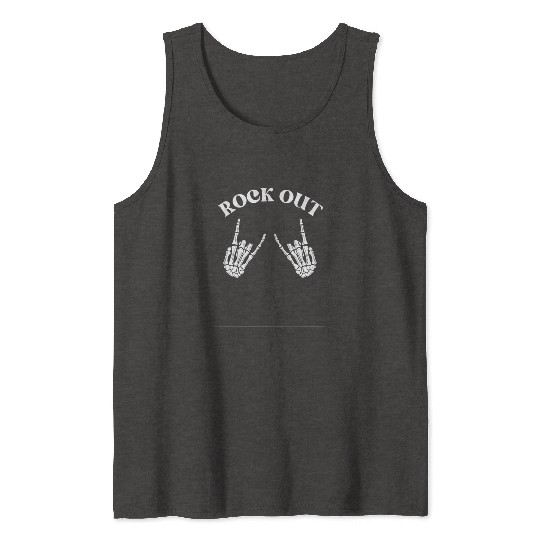rock out skeleton hand pace sign rock and roll Tank Tops