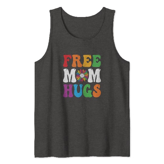 Free Mom Hugs Sunflower Rainbow LGBT Lesbian Gay Tank Tops