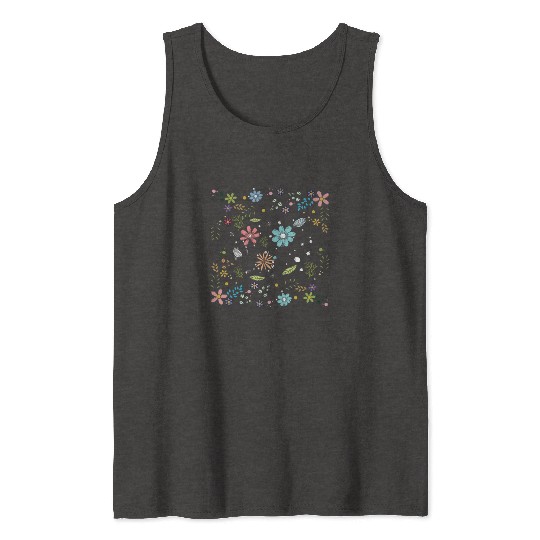 Cute Flowers Women Floral Colorful Wildflowers Tank Tops