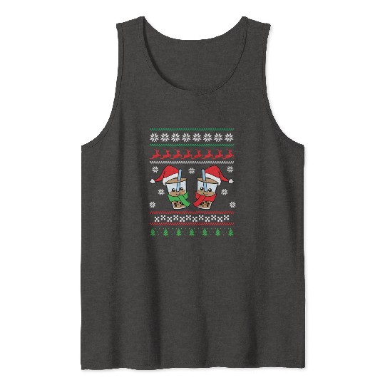 Christmas Bubble Boba Tea Winter Xmas Holiday Tank Tops