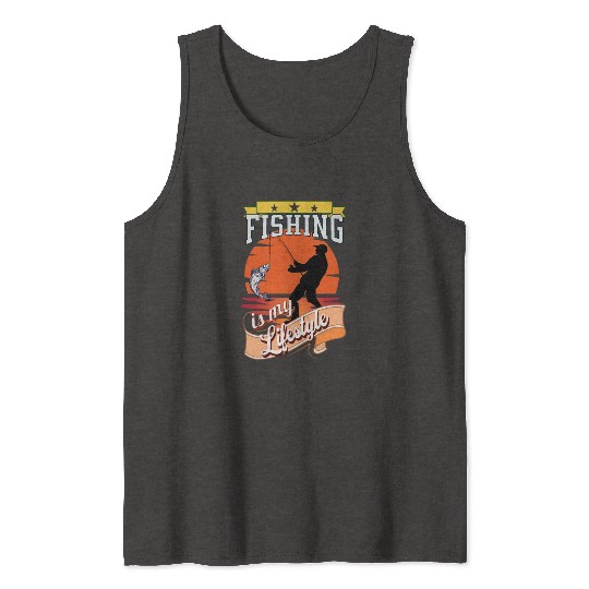 Fishing fish lifestyle fisherman fishing rod Tank Tops