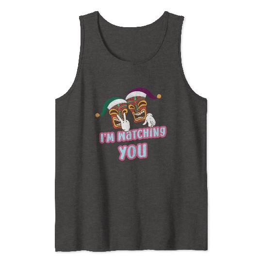 I'm Watching You Christmas In July Surfing Santa C Tank Tops