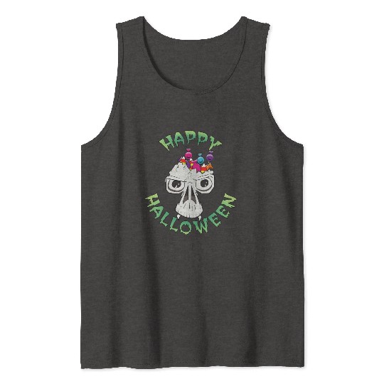 Candy Skull Happy Halloween Cartoon Tank Tops