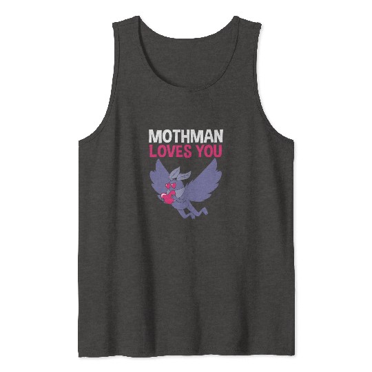 Mothman Loves You Valentines Day Cryptid For Women Tank Tops