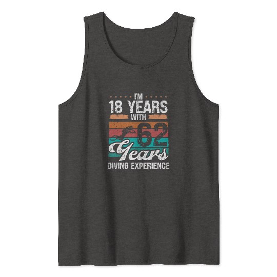 80 Birthday Idea Scuba Diving 80 Year Old Diver Tank Tops