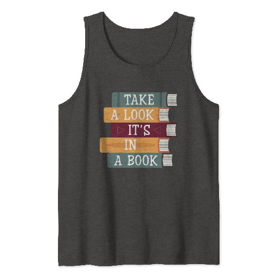 Take A Look It's A Book Retro Rainbow Reading Tank Tops