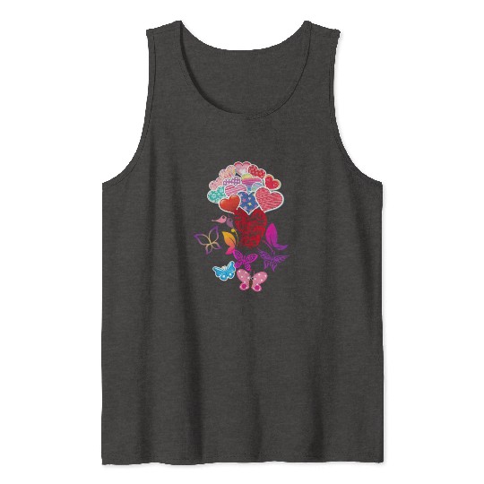 Beautiful Hearts and Butterflies Tank Tops