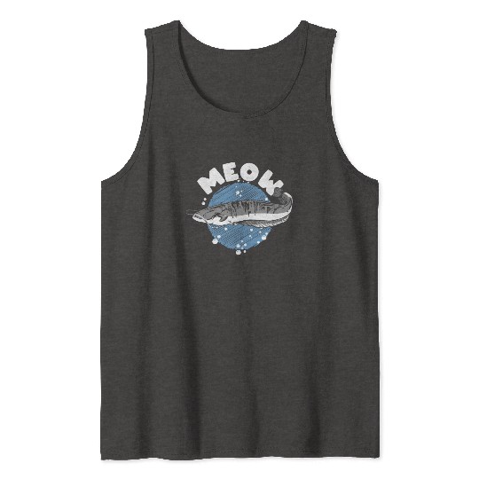 Meow Catfish Fishing Fish Hunting Tank Tops