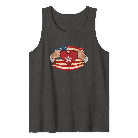 Hong Kongese Who Live in America HongKong Flag Tank Tops