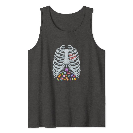 Funny Candy Skeleton Rib Cage Halloween Costume Tank Tops