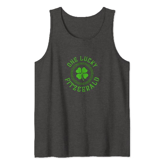 One Lucky Fitzgerald Irish Family Four Leaf Clover Tank Tops