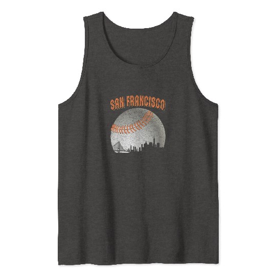 San Francisco Vintage Skyline Baseball For Gameday Tank Tops