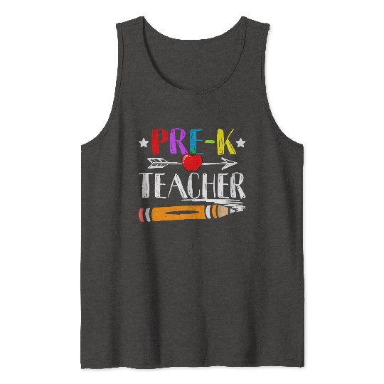 Funny Back To School Teacher Student Pre K Teacher Tank Tops