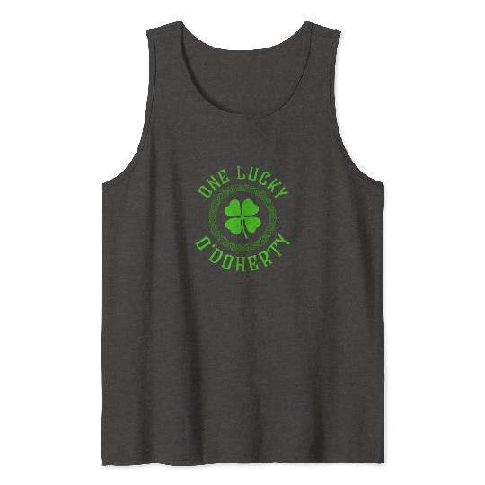 One Lucky O'Doherty Irish Family Four Leaf Clover Tank Tops