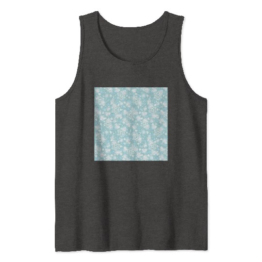 Teal Snowflakes Pattern Tank Tops