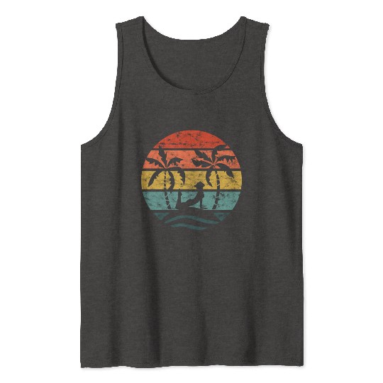 Yoga under palm trees meditation vintage gift Tank Tops
