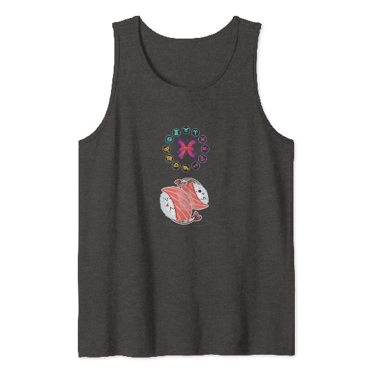 Japanese Sushi Funny Pisces Zodiac Funny Sushi Pun Tank Tops