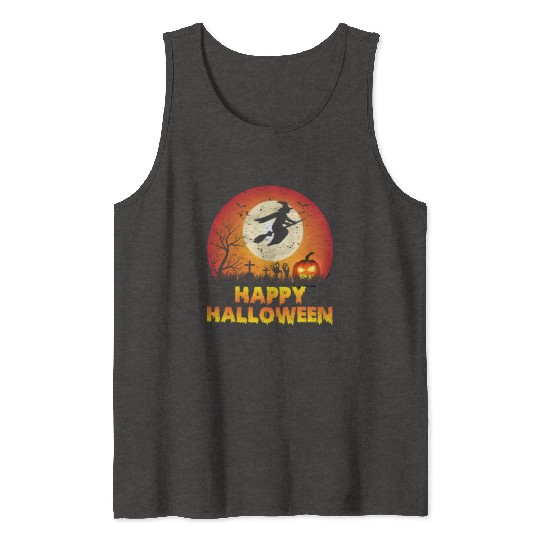 Happy Halloween Witch Tank Tops