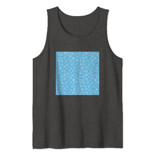 Modern Blue Snowflakes Pattern Tank Tops