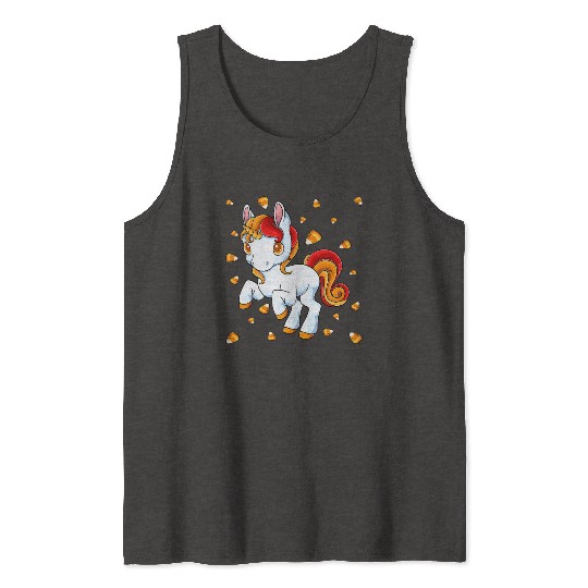 Halloween Unicorn Pony Candy Corn Halloween Tank Tops